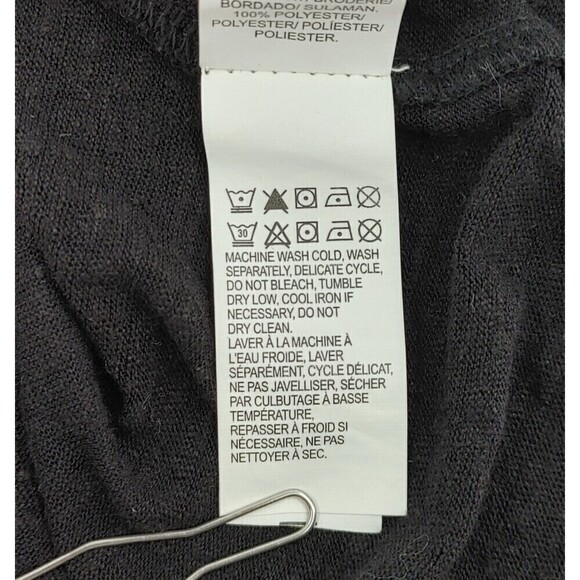 Lucky Brand Top Women Small Black Peasant Lace Crochet Linen-Modal Blouse Flowy - Picture 11 of 13